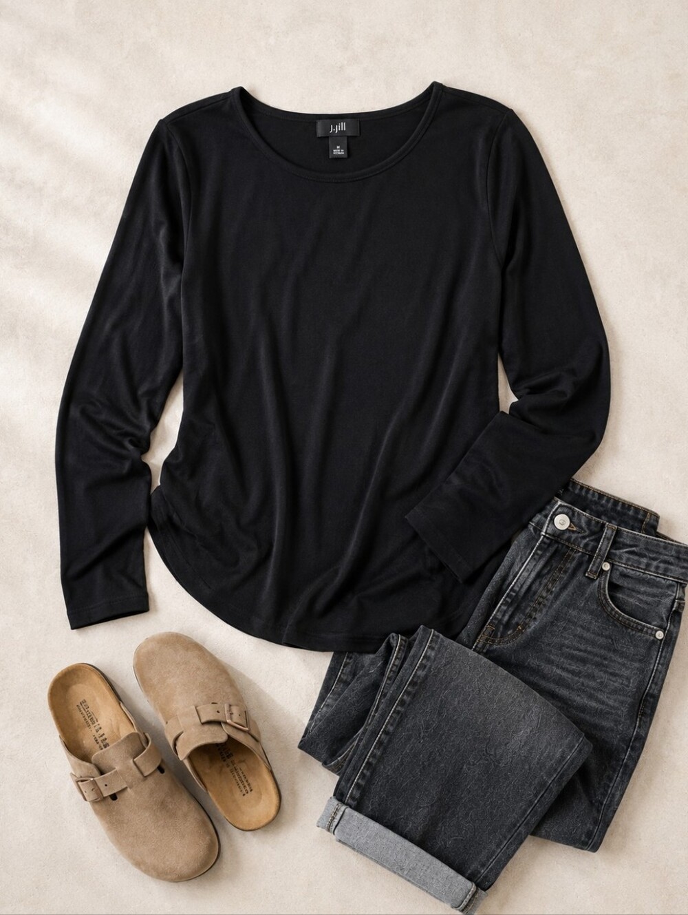 J. Jill Black Long Sleeve Top Women’s Pima Cotton - Picture 1 of 8
